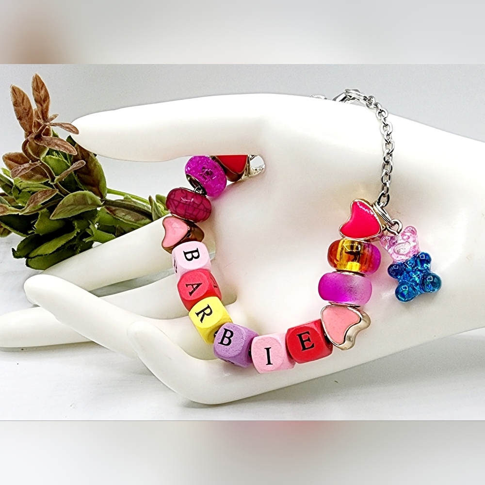 Barbie bracelet, 71/2in,colorful beads,chain bracelet,